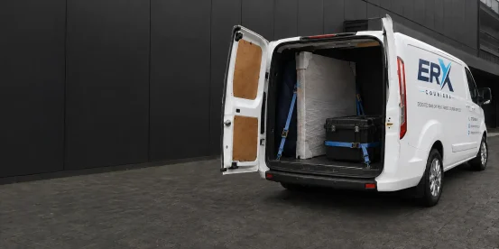 Carefully secured high-value goods inside an ERX courier van